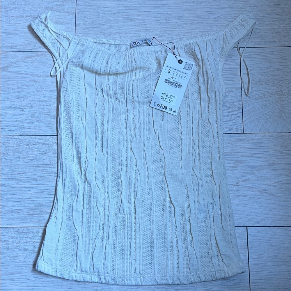 Zara Cream Textured Camisole Top never worn Small